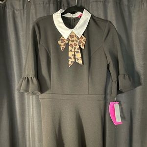 Betsy Johnson peplum dress with cheetah bow never worn